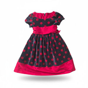 American Girl Velvet Red Polka Dot Holiday Dress Size 5 Purple